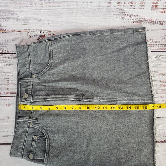 Lucky Brand Denim Mini Skirt Size 4 Gray High Rise Jean Frayed Raw Hem Festival - Picture 12 of 12